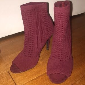 Knit, open toe heels